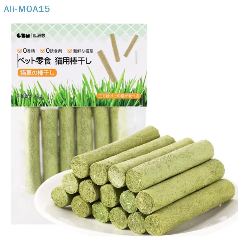 6PCS Cat Grass Teeth Grinding Stick Pet Snacks Hairball Removal Mild Hair Row Ready To Eat Baby Cleaning Sticks