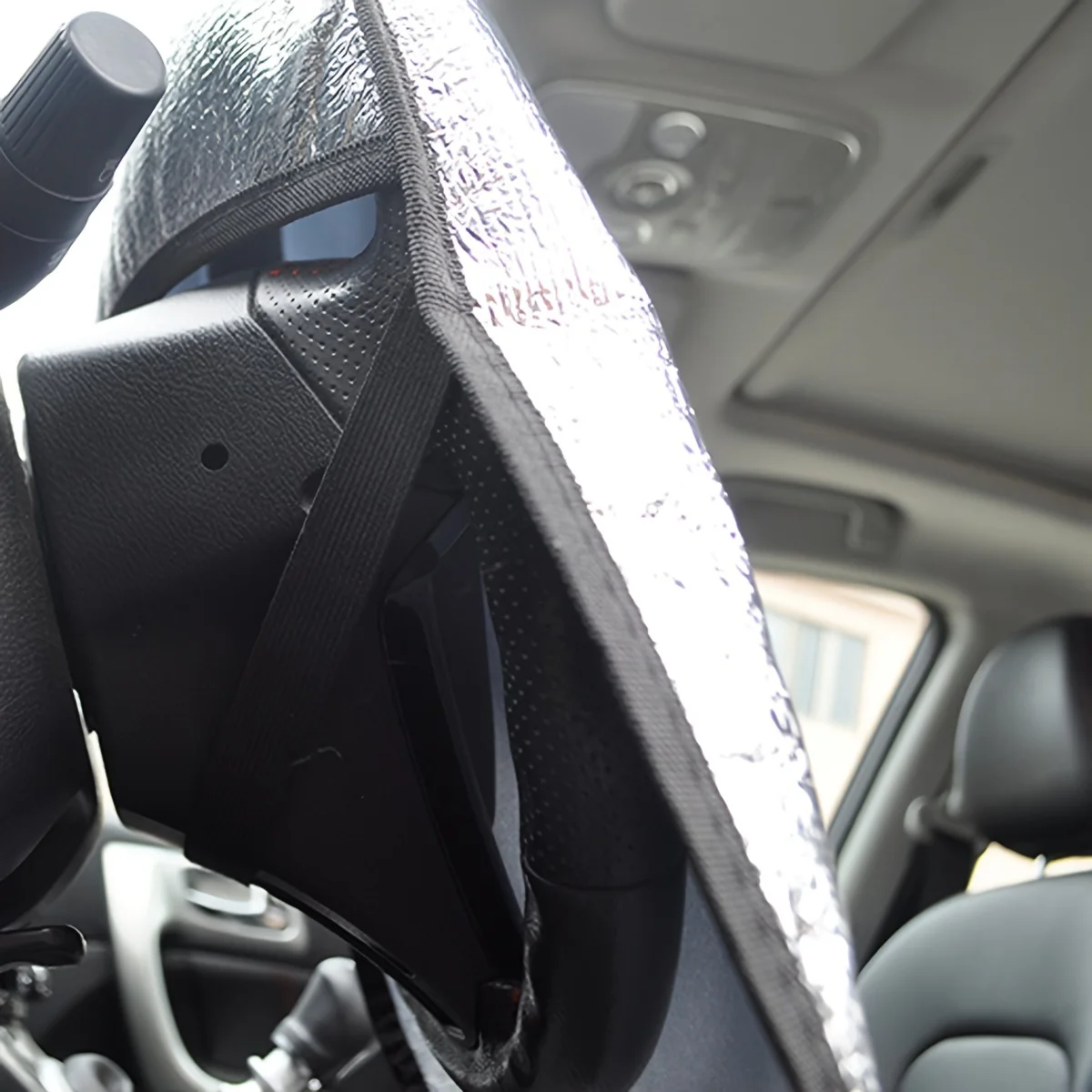 Car Steering Wheel Sun Shade Double Thick Sun Protection Foldable Anti-uv Sunscreen Car Supplies Car Steering Wheel Cover Silver