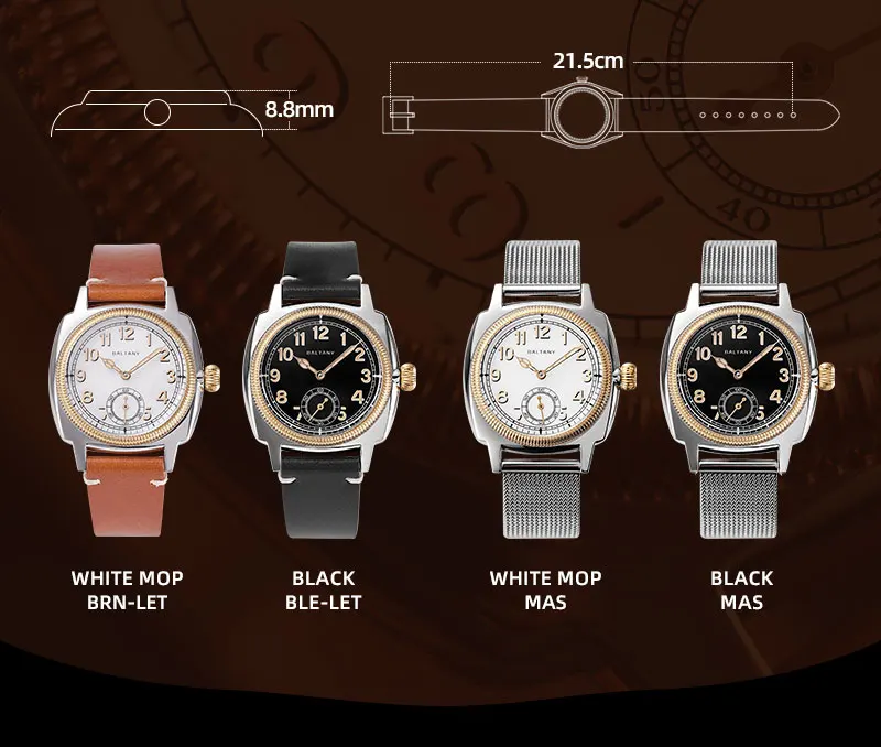 Baltany S4036 Herren Automatikuhr 1926S Oyster Tribute Vintage Dress Watch 36mm Kleine Quadratische Elegante Lederuhr 200M Wasserdicht – Detail 1