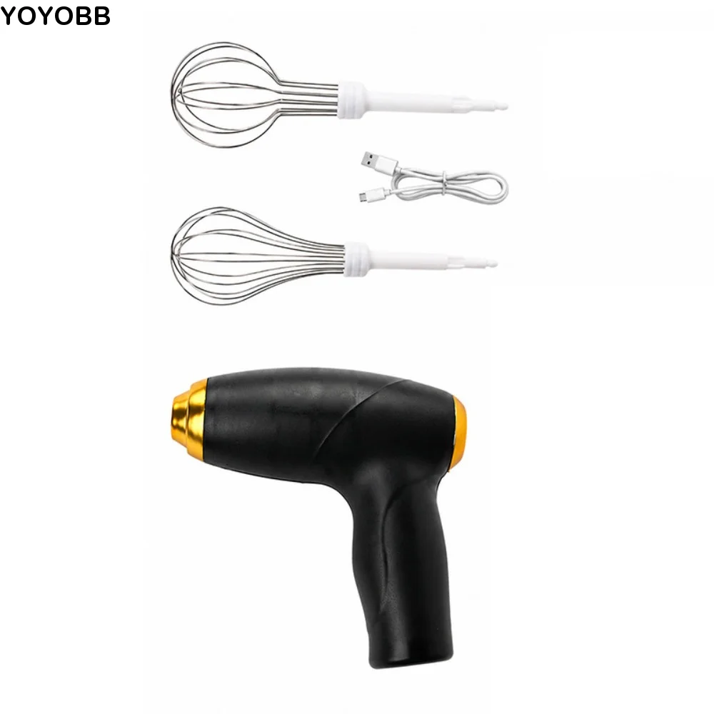Handheld Electric Mixer Wireless with Replacement Heads Electric Egg Beater 3 Speed Setting USB Rechargeable Electric Egg Whisk