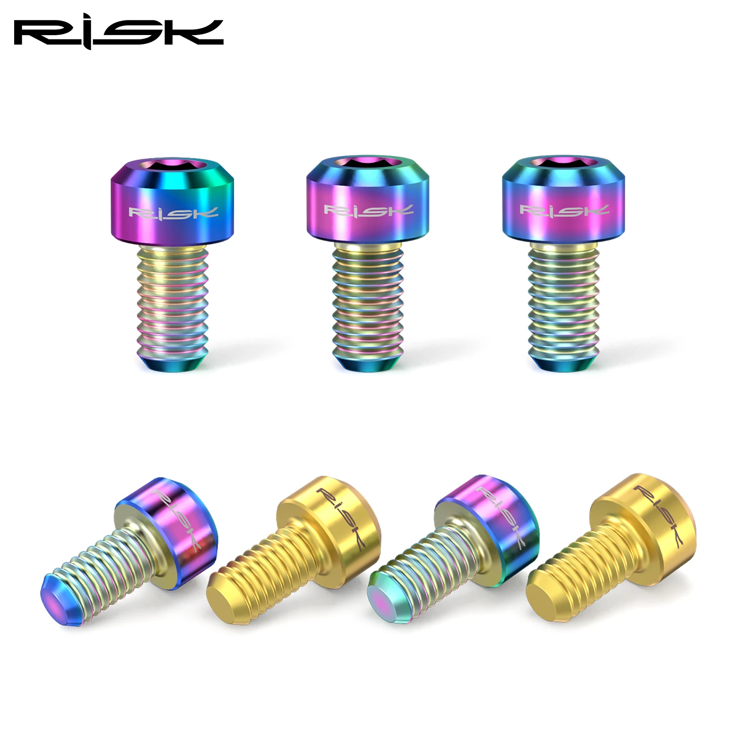 2pcs RISK Bike M5x9mm Front & Rear Derailleur Cable Bolt Titanium Alloy Bicycle Shifter Line Wire Fixed Screw