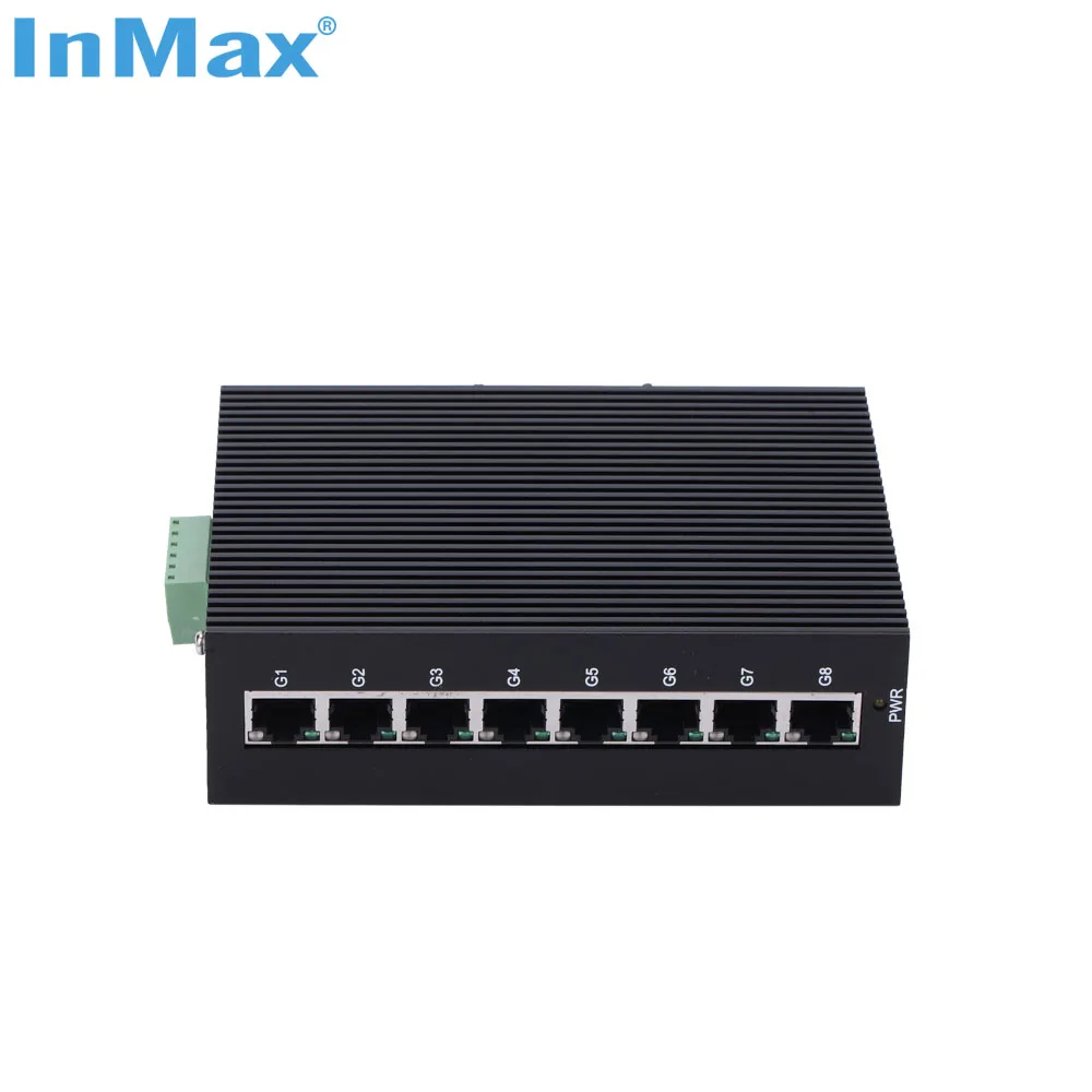 InMax Manufacturer Cost Effective 8 Port 10/100/1000M DIN Rail Full Gigabit Industrial Ethernet Switch