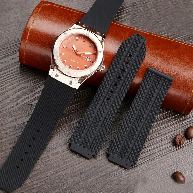 26mm * 19mm 25mm*17mm High-Quality Silicone Rubber Watch Strap Suitable For HUBLOT Wheel Hub Watchbands  men Strap Of Big