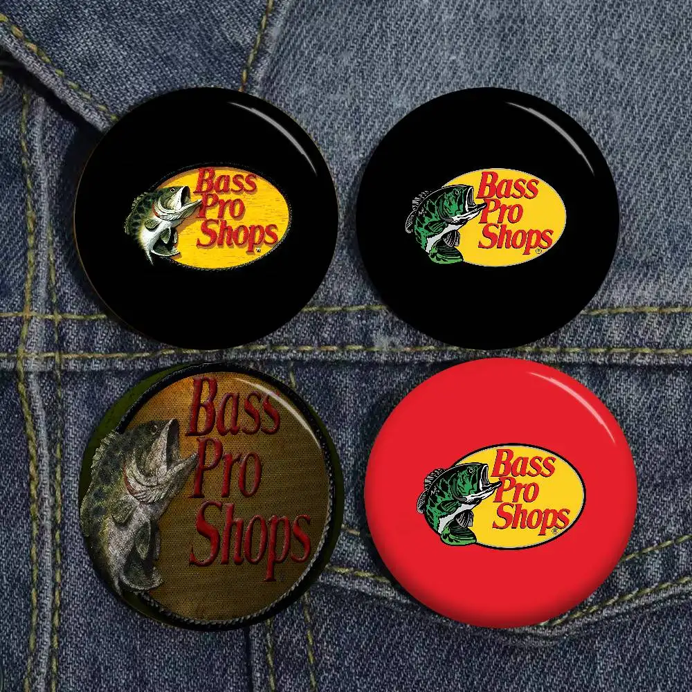 B-Bass Pro Shop Creative Tinplate Soft Button Pins Animal Icon Brooch Lapel Backpack Badge Accessories Pin