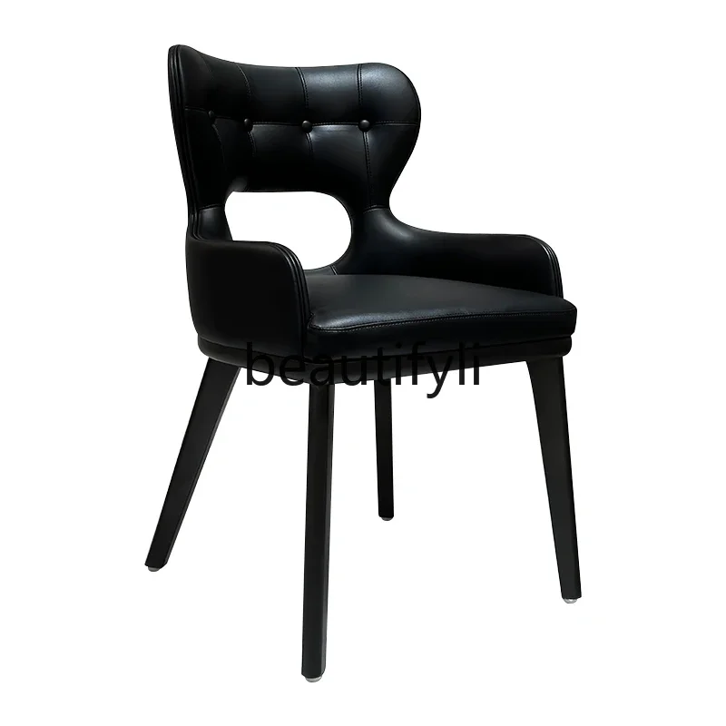 

Italian dining chair high-end leather back chair modern style negotiation chair