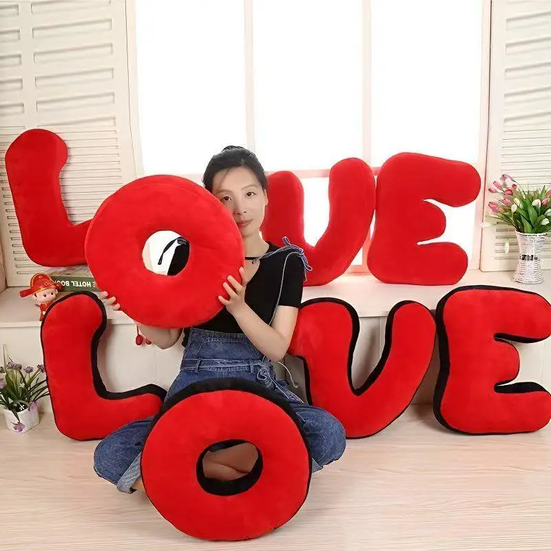 LOVE Letter Plush Pillow Romantic Proposal Wedding Gift Couple Cushion Photography Prop