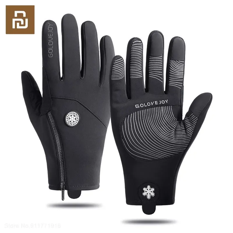 

Осенне-зимние мужские перчатки Youpin, водонепроницаемые ветрозащитные перчатки для сенсорных экранов, теплые флисовые перчатки для занятий спортом на открытом воздухе, бега, лыжного спорта
