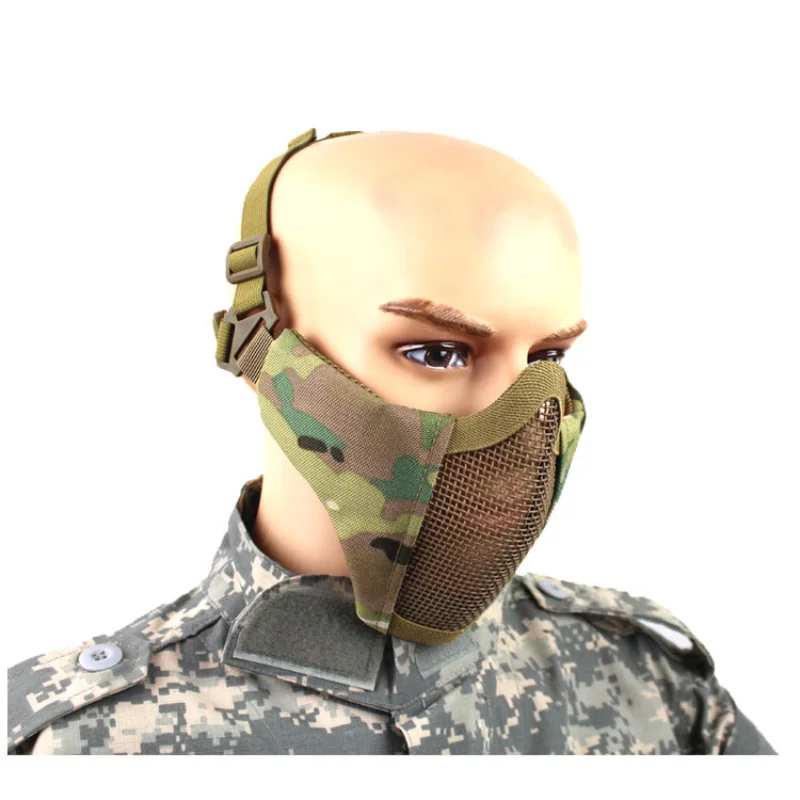 Airsoft Face Mask Breathable Low-carbon Steel Mesh Protective Shooting Paintball Mask CS Wargame Tactical Half Face Mask