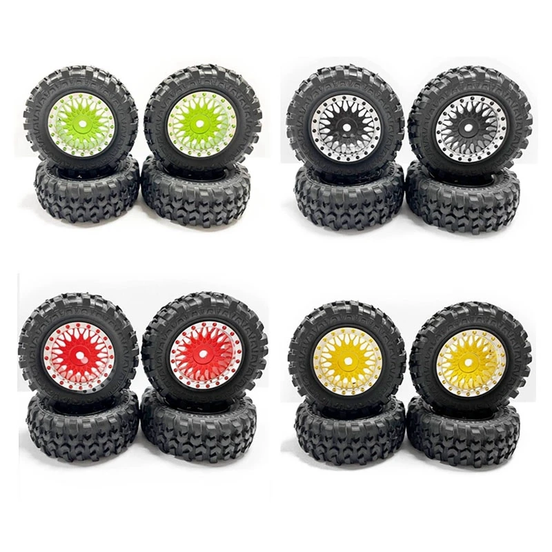 

4PCS 1.0 Tires And Metal Beadlock Wheel Rims Set For 1/24 RC Crawler Car Axial SCX24 FMS FCX24 Enduro24 Parts