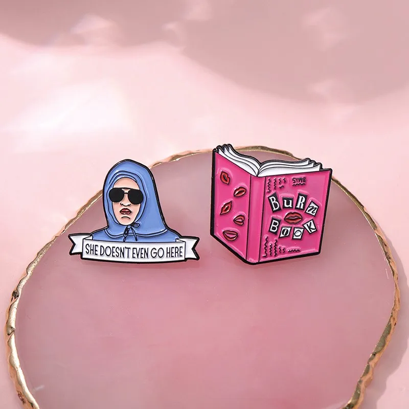 Creative pink series English letters brooch cartoon book Book funny girl geometric clothing metal PIN