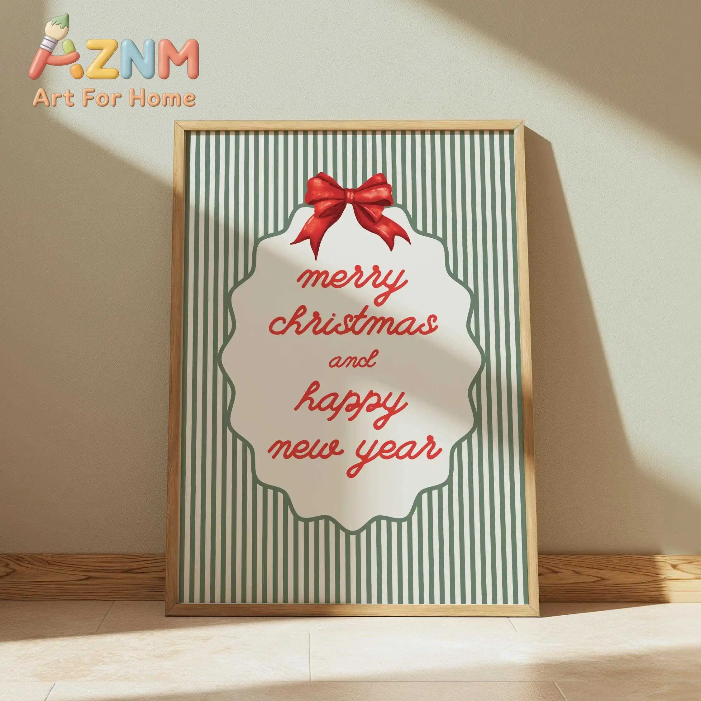 1pc Modern Merry Christmas Stripe Wall Art Poster Unframed Minimalist Holiday Home Decor Poster for Living Room & Bedroom Decor