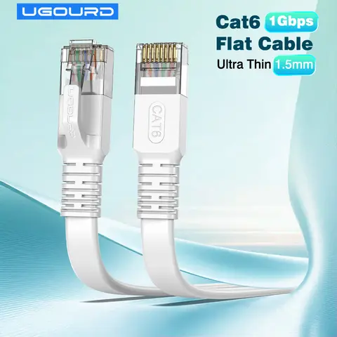Cat6 Flat Ethernet Cable 1Gbps 1000Mbps Cat 6 RJ45 LAN Patch Cord High Speed Low Profile Internet Cable for Xbox Router Smart TV