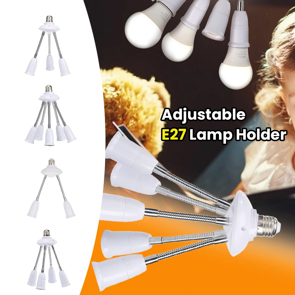 Household White E27 Lamp Bases Adjustable Rotary  LED Light Bulbs Socket Holder Adapter Converter Easy To Use