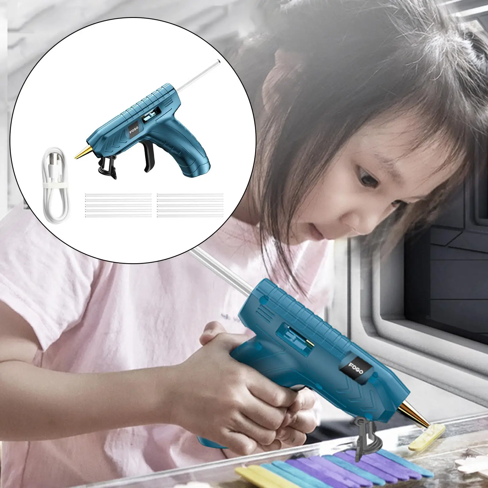 Hot Melt Glue Rechargeable Cordless Kit with Glue Sticks Stand for DIY Crafts Decorations Home Repairs Electronics Models and