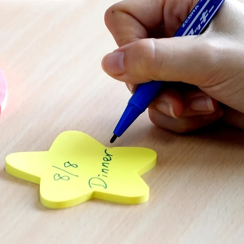 6pcs Heart-shaped Post-it Note in The Shape of A Five-pointed Star, Bright Colorful Creative Sticky Notes for Notebooks