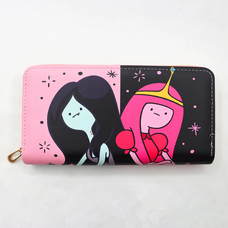 Princess Bubblegum & Marceline Zipper long Wallet Womens Long Purses Handbags Coin Purse Cards Holder PU Wallet