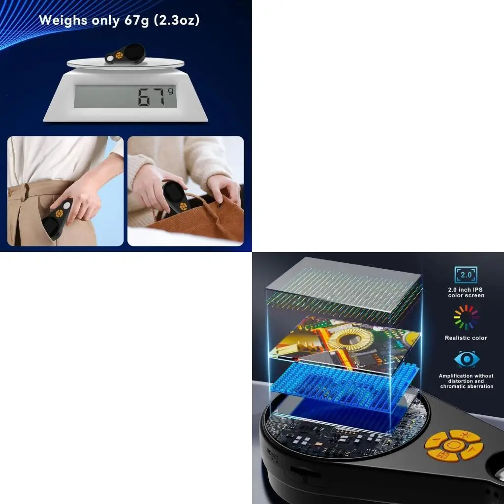  Jewelry Inspection Microscope 500X Magnification 2Inch Screen 8 LED Light Sources