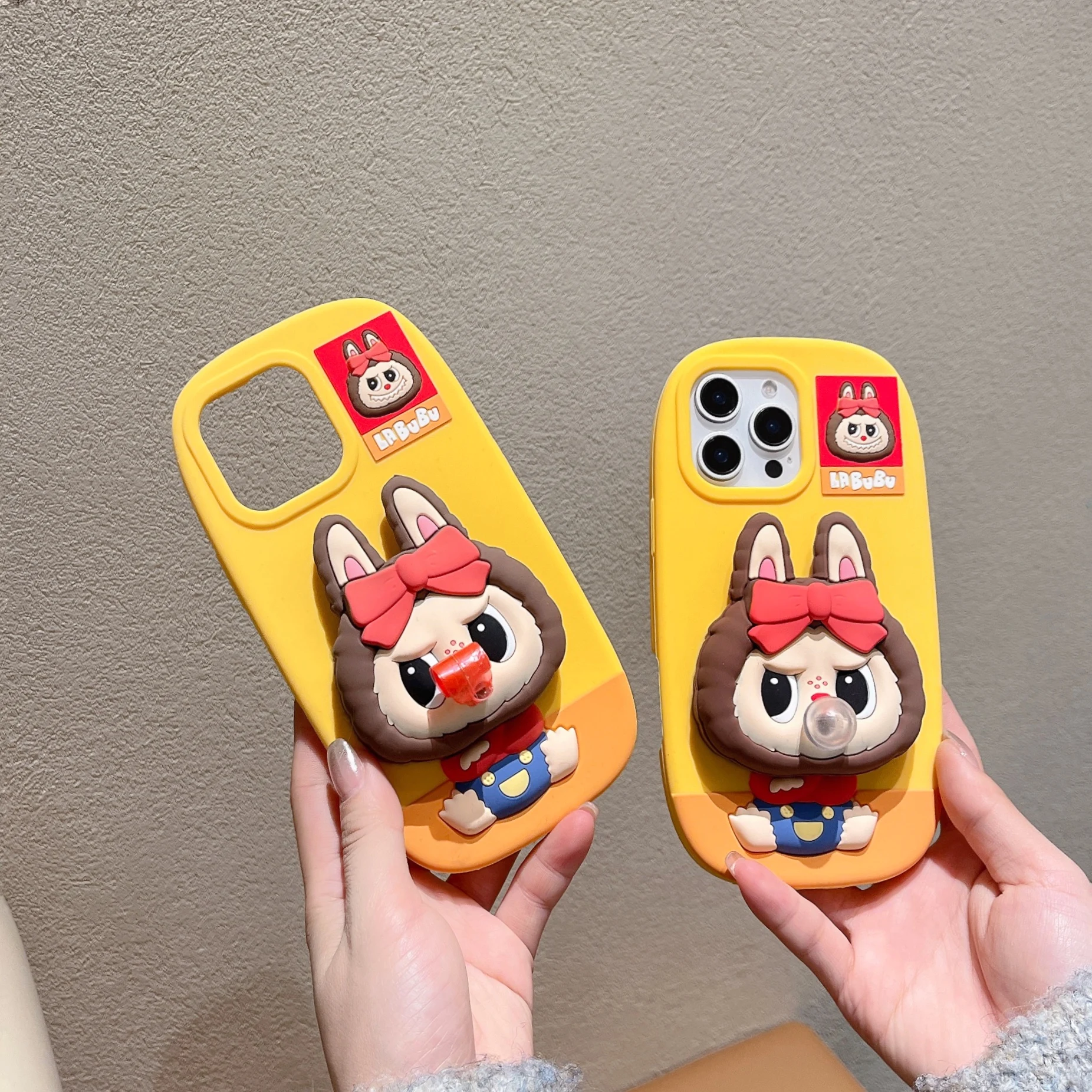 3D Cartoon Cute and Funny Bubbles Blowing Rabbit Phone Case for iphone 16 Promax  15 14 13 12promax Protective Cover Gift