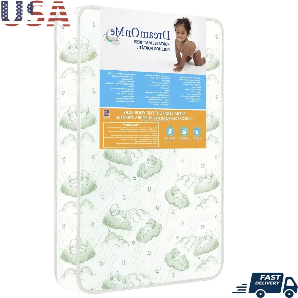 Materasso interno Spring Pack N Play Materasso da gioco impermeabile antibatterico confortevole da 3 pollici di spessore per bambini dai 6 mesi in su