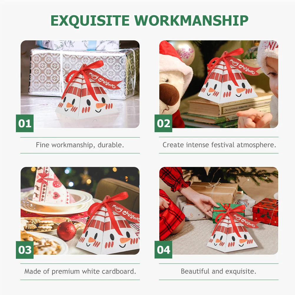 

50Pcs Christmas Candy Boxes Beautiful Printed Pattern Christmas Party Favor Gift Treat Boxes Container Party Favors Bag