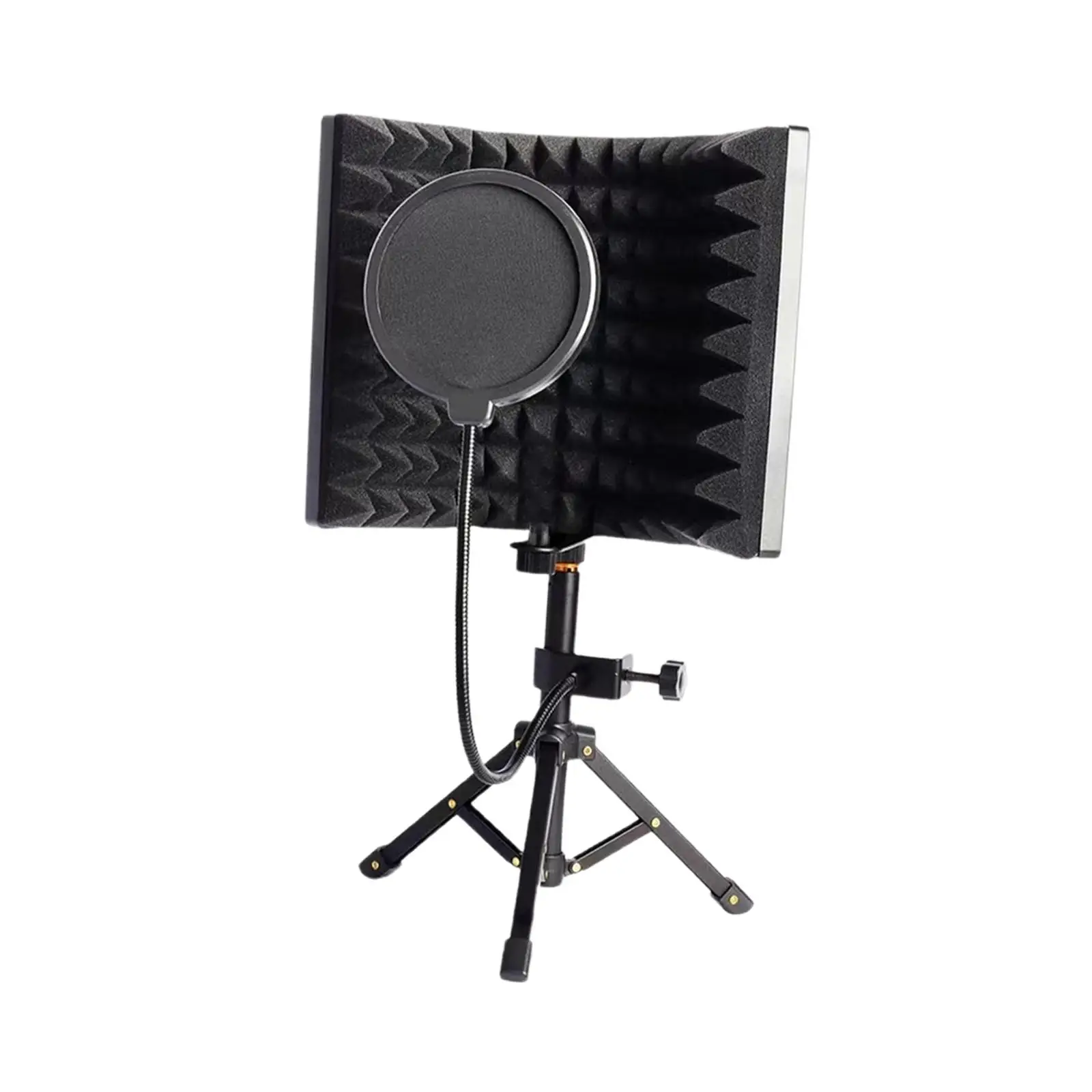 Professional Mic Isolation Shield Foldable Sound Absorbent Foam Panel with Tripod for Studio Recording