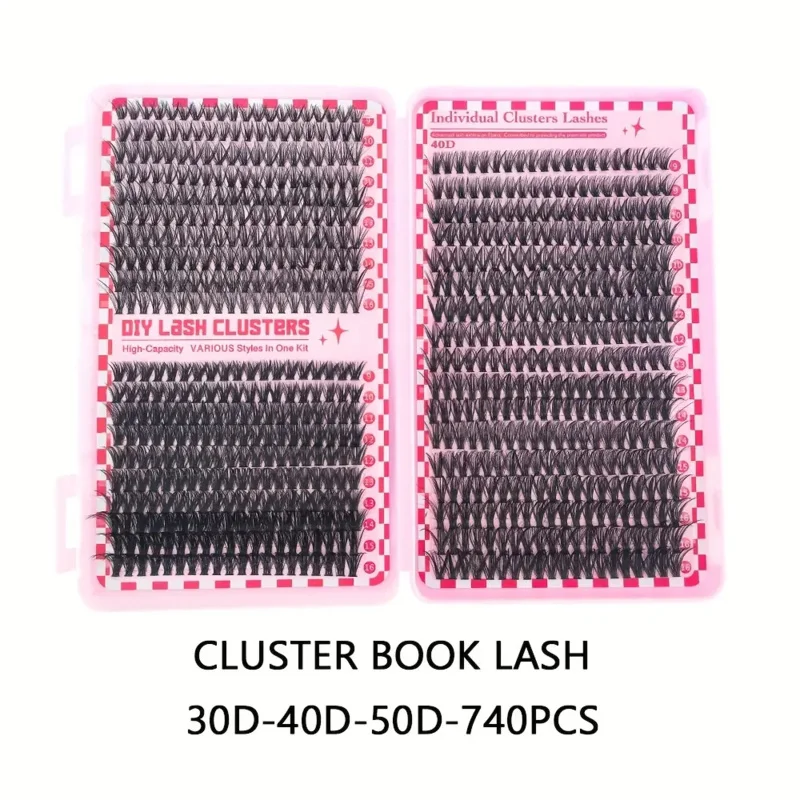 DIY 속눈썹 연장 클러스터 북 - D컬 메가 개별 속눈썹, 내추럴 & 캣아이 스타일, 집에서 재사용 가능한 인조 속눈썹