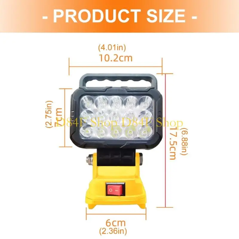 D84F Professional Cordless Flashlight Work Light Lamp With Intelligent Low Voltages Protective Chip Build In for Camping Trip