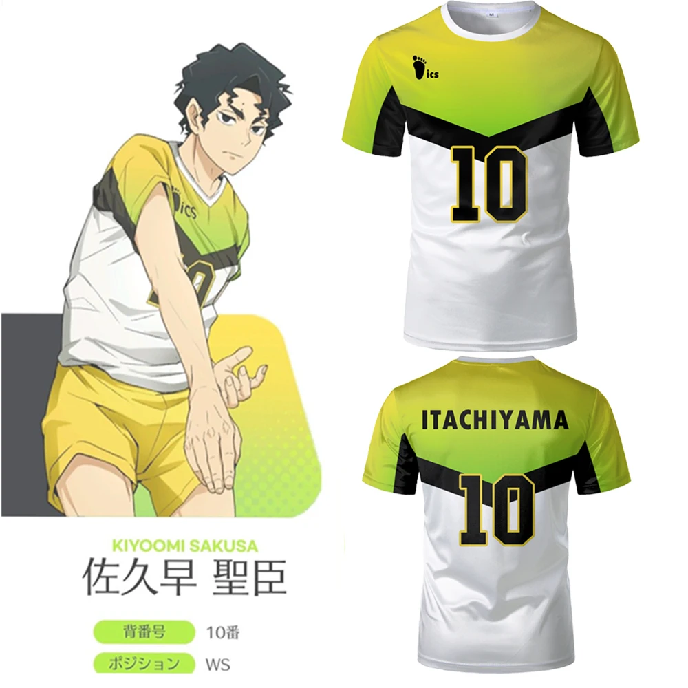 

Джерси японского аниме Haikyuu Itachiyama Institute Kiyoomi Sakusa Fans, топы для косплея, спортивные футболки для спортзала, большие мужские и женские футболки