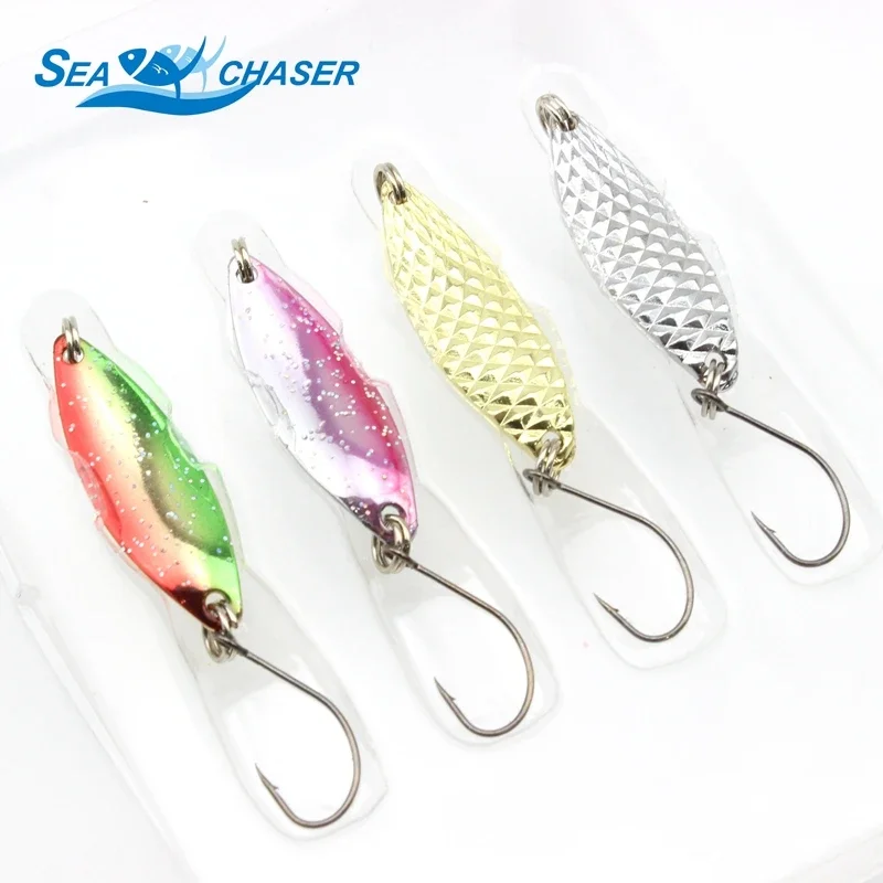 Promotion 8Pcs/lot Tackle Combination Fishing Lures 3.5g Hard Spoon Bait Metal Fishing Lure Sequin Paillette Baits Single Hook