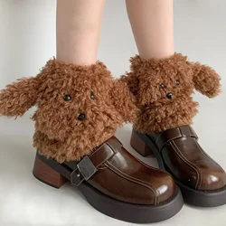 Divertenti scaldamuscoli ricci Teddy inverno JK Girl copricaviglia addensato caldo carino polpaccio calzini medi Harajuku accessori Cosplay