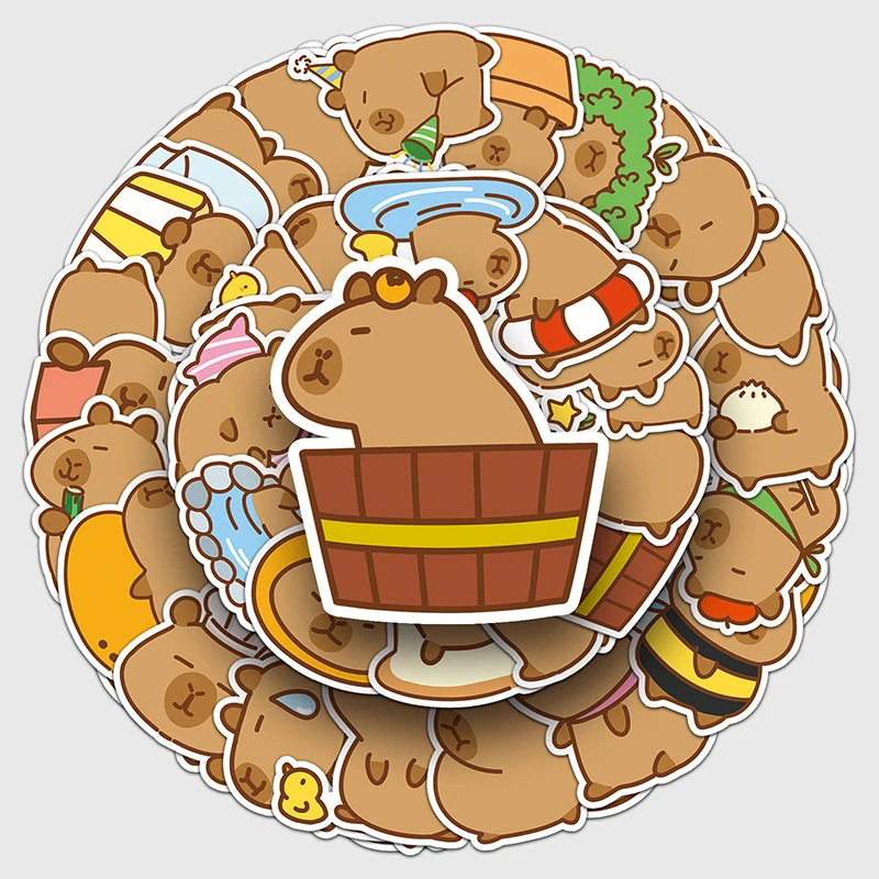 สติกเกอร์การ์ตูน Kawaii capybara 51แผ่นน่ารักสติกเกอร์สัตว์กระเป๋าแล็ปท็อปรถสเก็ตบอร์ด DIY กราฟฟิตีสติ๊กเกอร์ของเล่น