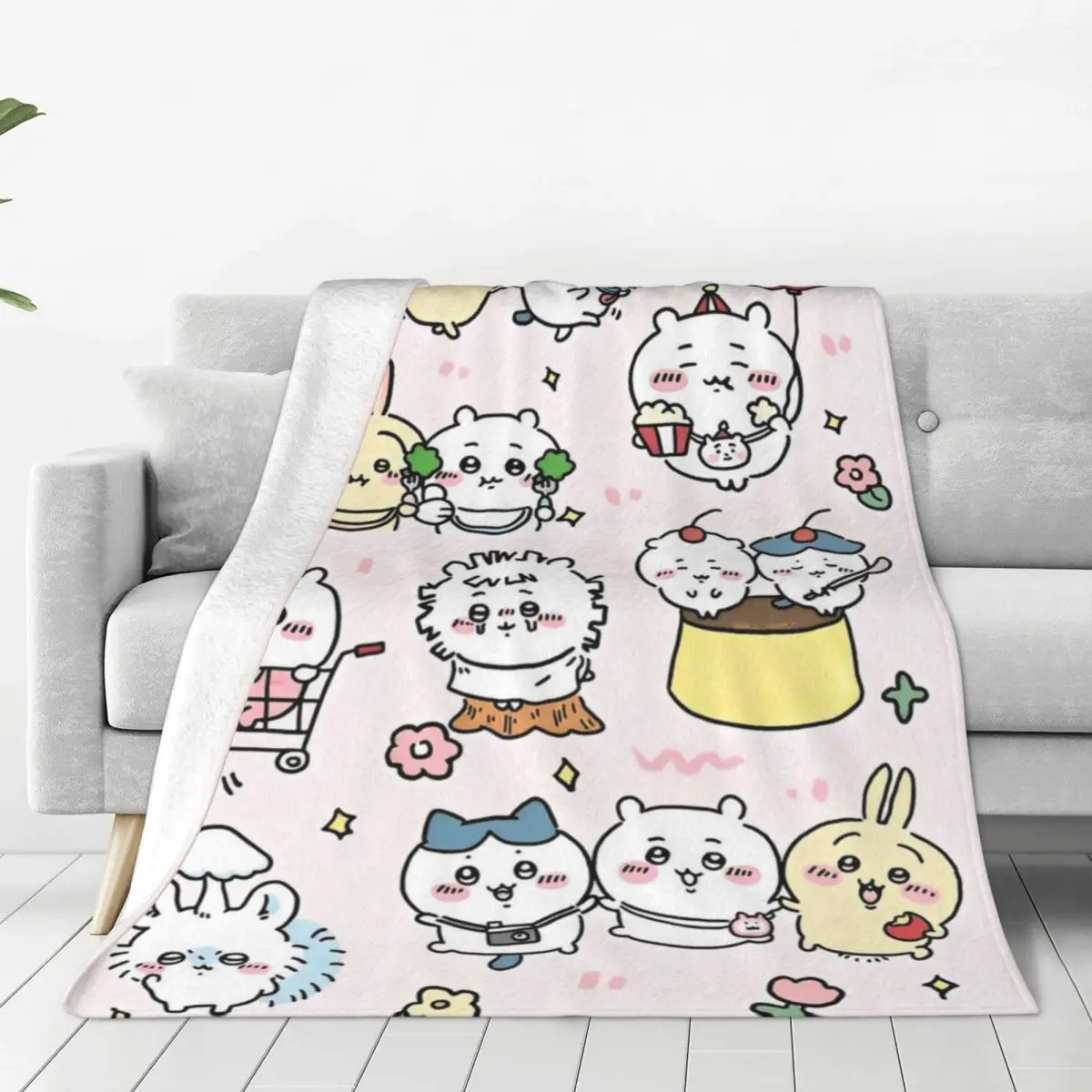 

Chiikawa Usagi Hachiware Manga Blankets Flannel All Season Cute Anime Multi-function Super Soft Throw Blankets Home Office Quilt