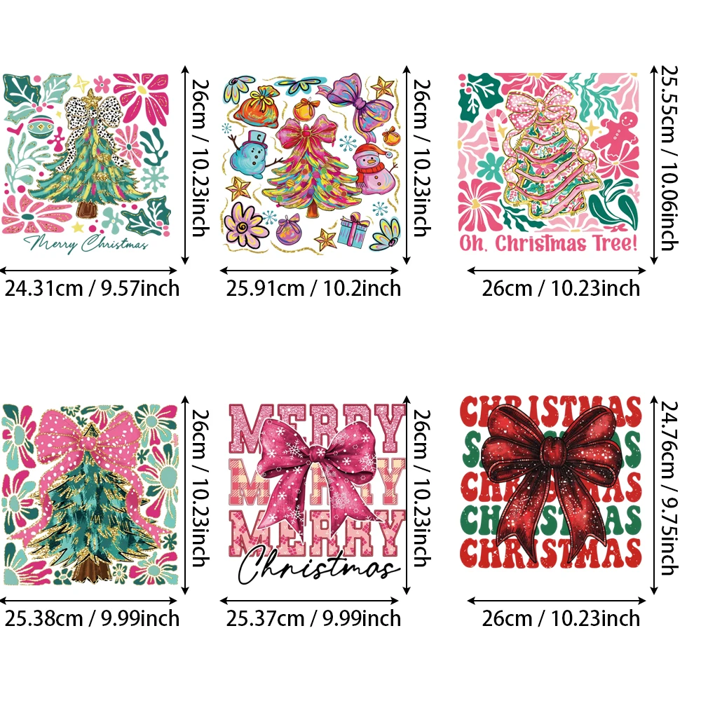 مجموعة مكونة من 6 قطع من فينيل النقل الحراري لعناصر عيد الميلاد النابضة بالحياة - ملصقات ملابس ملونة وحيوية للعطلات يمكنك صنعها بنفسك. إنه كوم #2