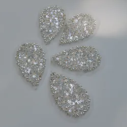 5pc/lot leaves flower sequins lace appliques for wedding dresses Bridal crystal headdress hairpin accessories DIY craft supplies