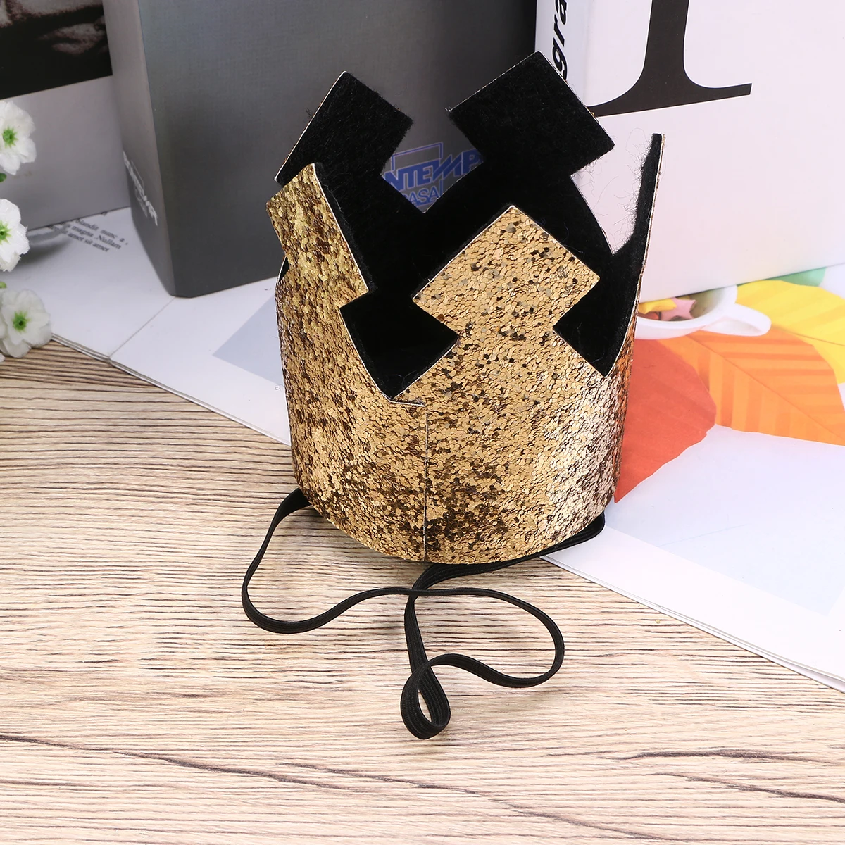 

Crown Hats for Kids Birthday Party Cap Adorable Baby Shower Hats Blue Strap Fabric Lightweight Photo Prop Gift