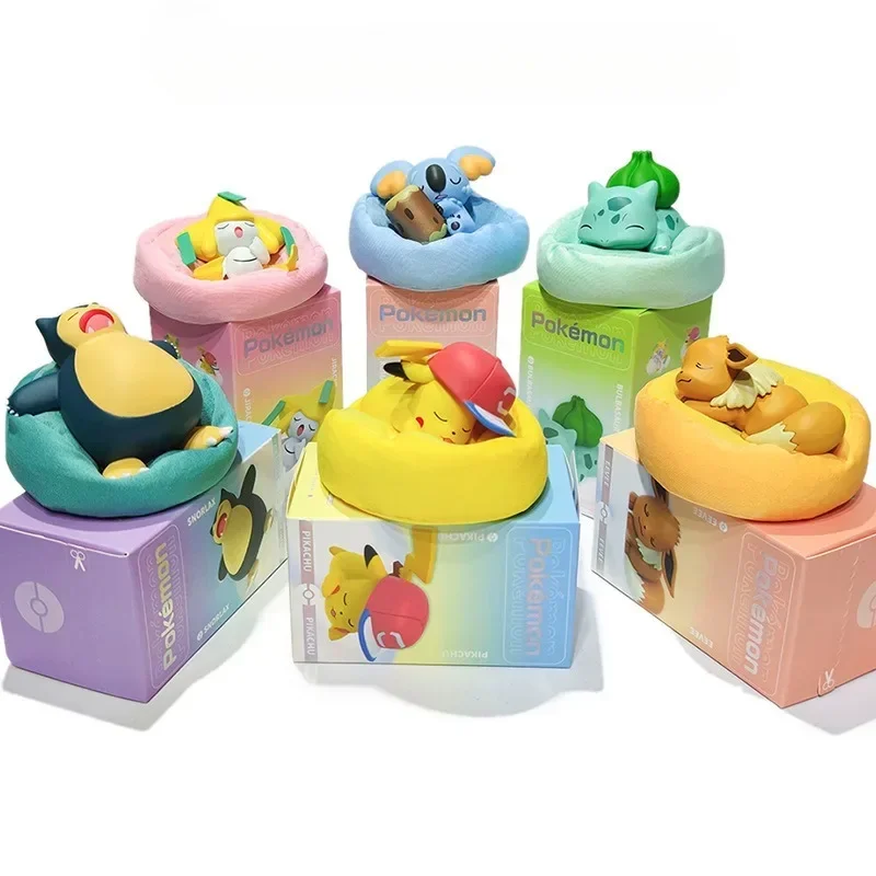 Pokemon Action Figures Starry Dream Pikachu Snorlax Squirtle Anime Model Car Interior Decorations Sleeping Position Toys Gifts