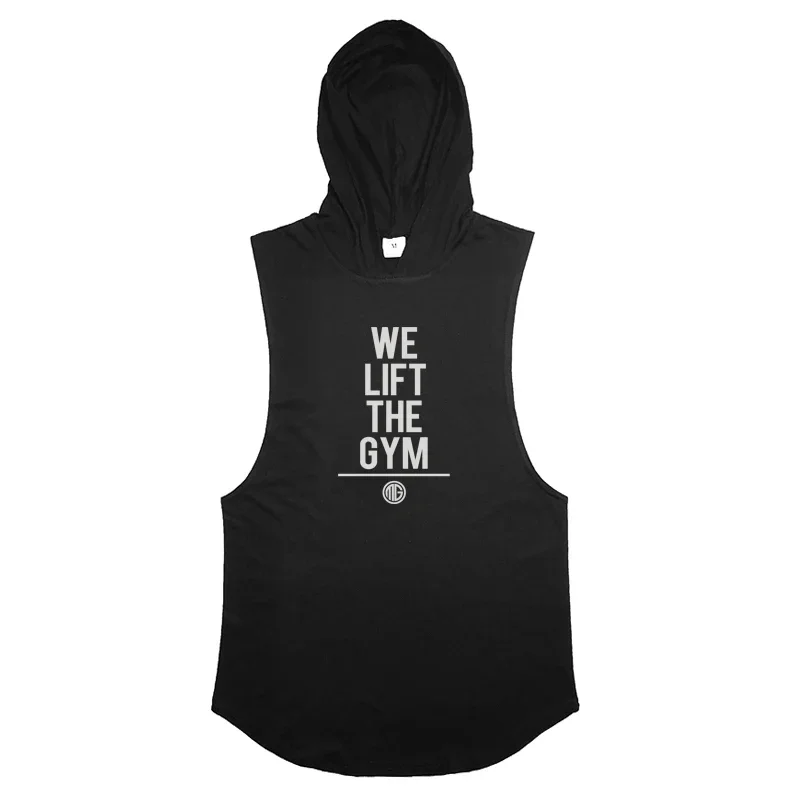 Brand Gym Clothing Mens Bodybuilding Hooded Tank Top Cotton Sleeveless Vest Sweatshirt Fitness Workout Sportswear Tops Tees