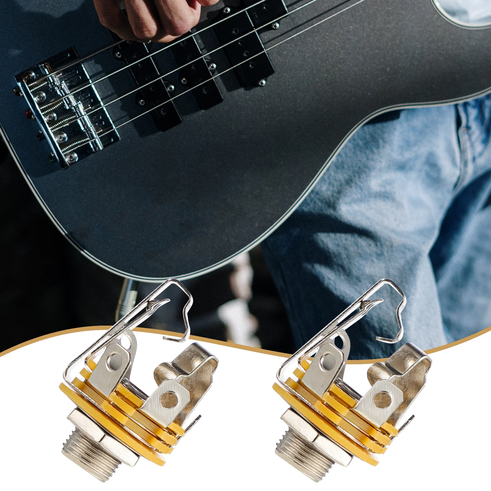

6 Pcs Electric Bass Stereo Jack Guitar Plate Earphone Input Output for Replacement