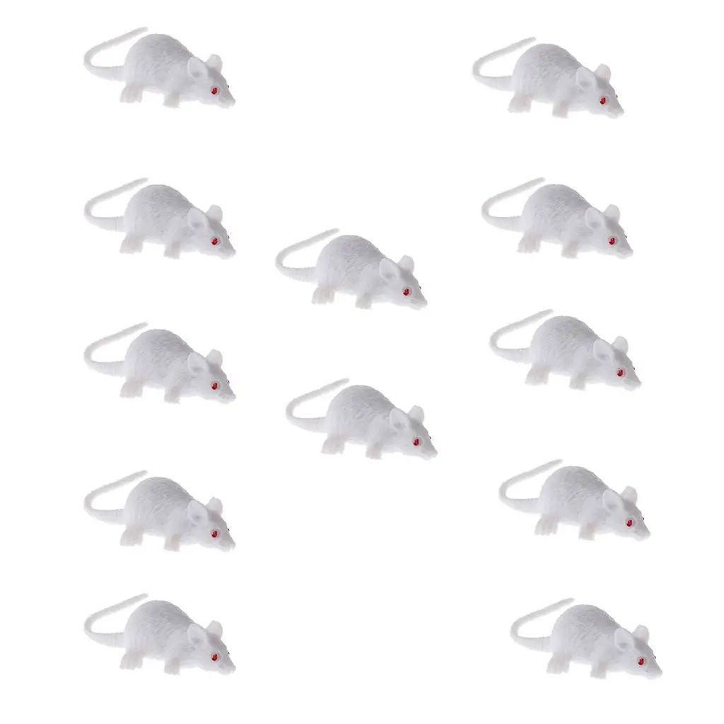 12 Pieces Plastic Animals White Mouse Model Figures, Educational Toys for Toddlers