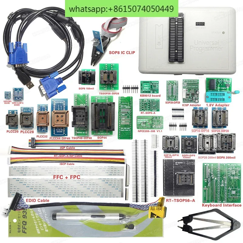 Universal IC Programmer BIOS NAND RT809H EMMC NAND Flash Programmer + 31 Adapter EDID Cable Inventory