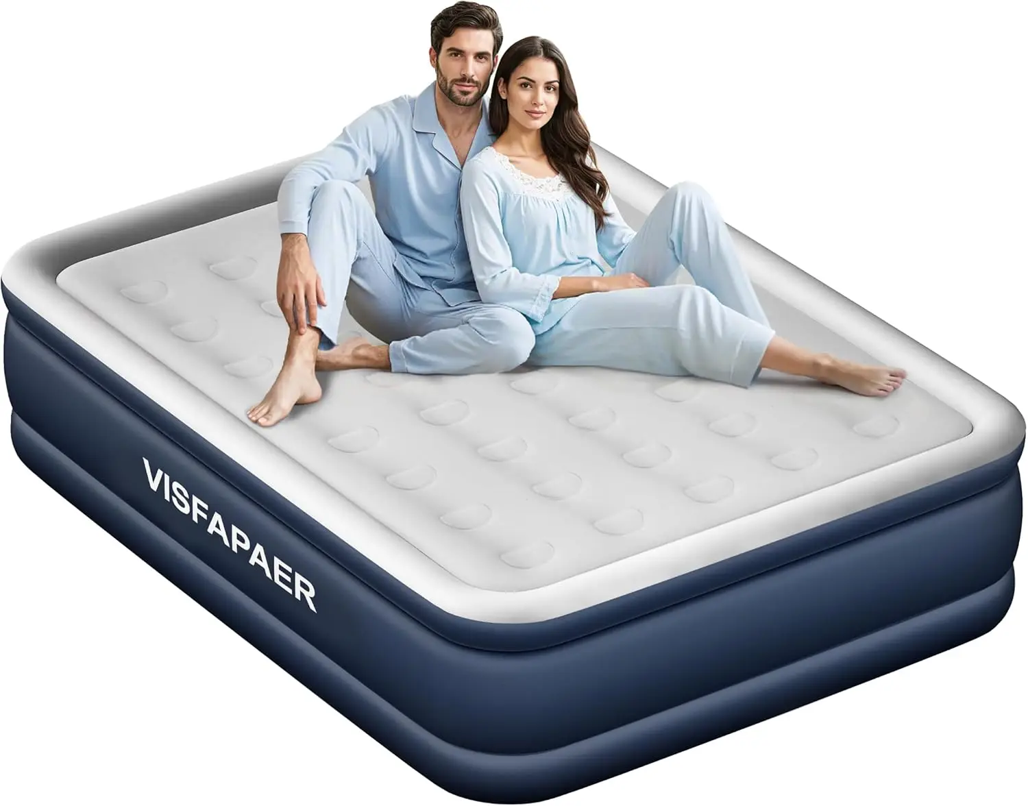 

18'' Queen Air Mattress with Built-in Pump, Fast Inflatable Bed for Camping & Home, 650Lbs Capacity
