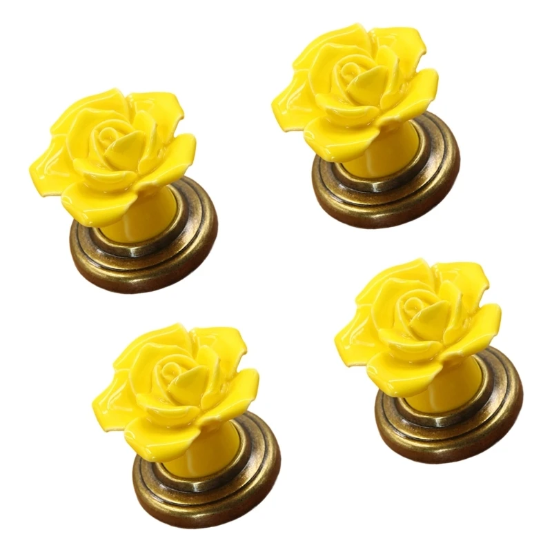 

Decorative Flower Knobs for Furniture 4Pcs Cabinets Pulls with Metal Screws