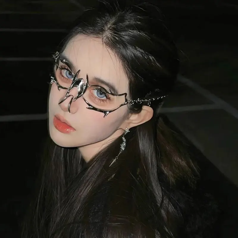 Cyberpunk Mechanical Adjustable Fluid Metal Mask Niche Special-shaped Earrings for Men and Women Set Cool