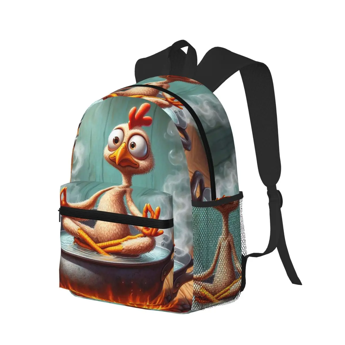 

Cartoon Chicken Student Backpack School Bag Hiking Travel Daypack for Men Women Bookbag Shoulder Bags
