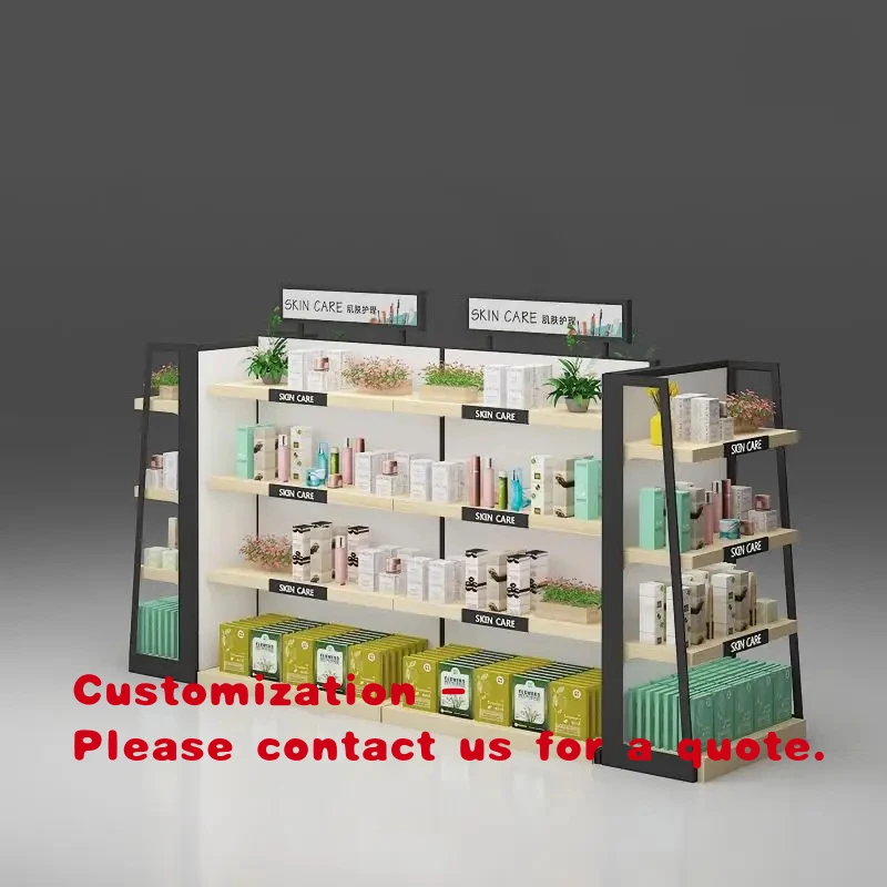 

custom.Wooden Cosmetic Storage Display Rack With Stainless Steel Frame