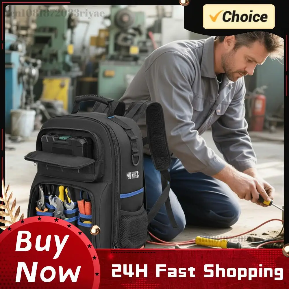 

Прочный рюкзак электрика, износостойкий, утолщенный, водонепроницаемый, для хранения инструментов, с вынимаемым органайзером для инструментов