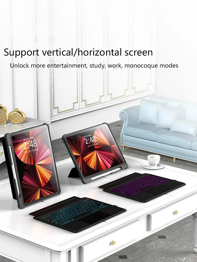 Obrázek 6: Nový klávesnice pro jablko chytrý klávesnice pro Ipad pro12.9-inch (2018–2022) all-in-one Bluetooth magnetický chytrý navázání klávesnice