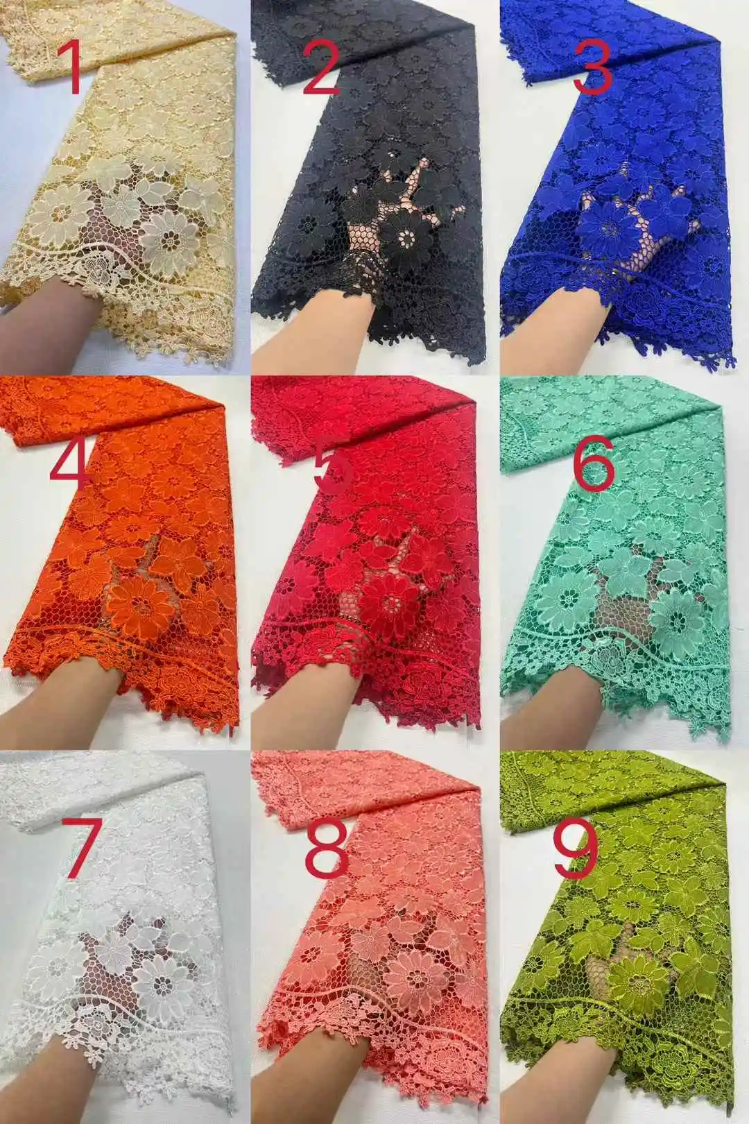 Tessuto di pizzo guipure africano nero 2025 Pizzo di alta qualità Cavo guipure nigeriano Pizzo francese per cucire abiti da festa di nozze