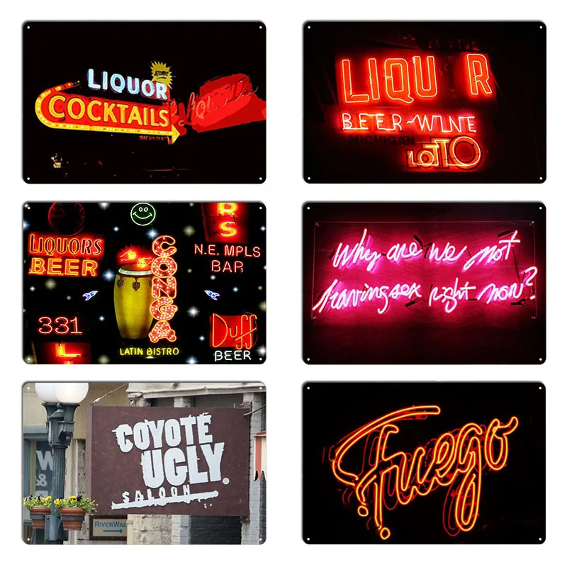 Coyote Ugly Neon Metal Signs Printing Decoration Cinema Create Tin Sign Poster