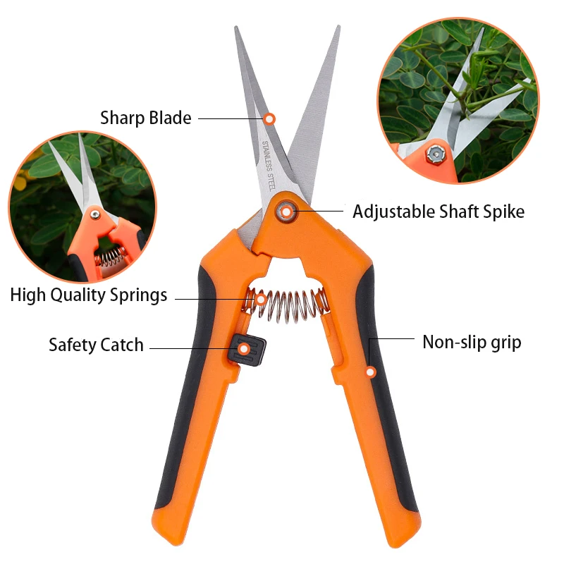 3pcs Multifunctional Stainless Scissors Pruner Garden Scissors for Gardening Flower Fruit Tree Manually Scissor Electrician Tool